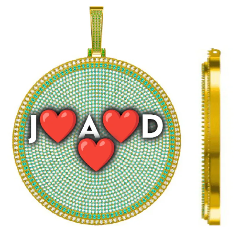 CUSTOM LETTER NECKLACE 3D BIG DISC sold by The GUU Shop