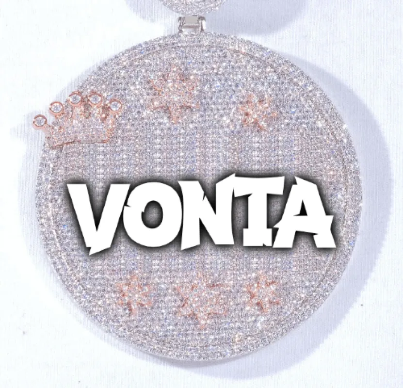 CUSTOM LETTER NECKLACE 3D BIG CROWN DISC sold by The GUU Shop