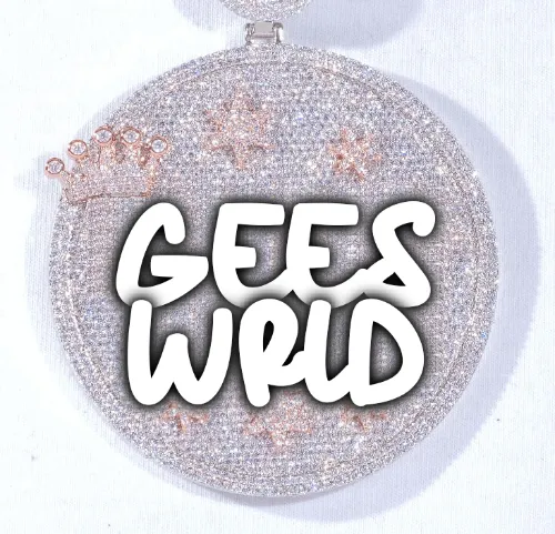 CUSTOM LETTER NECKLACE 3D BIG CROWN DISC sold by The GUU Shop