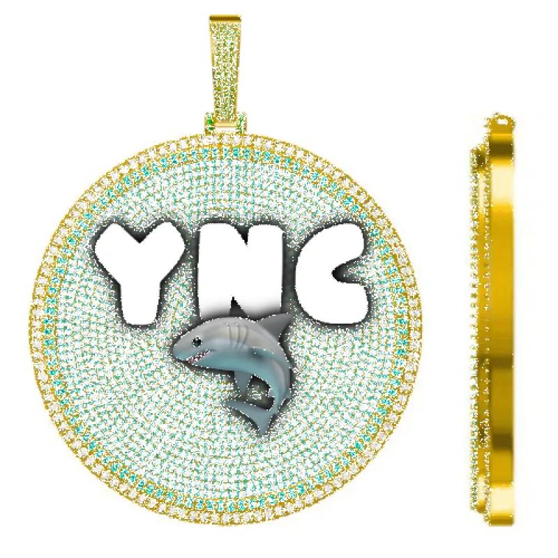 CUSTOM LETTER NECKLACE 3D BIG DISC sold by The GUU Shop