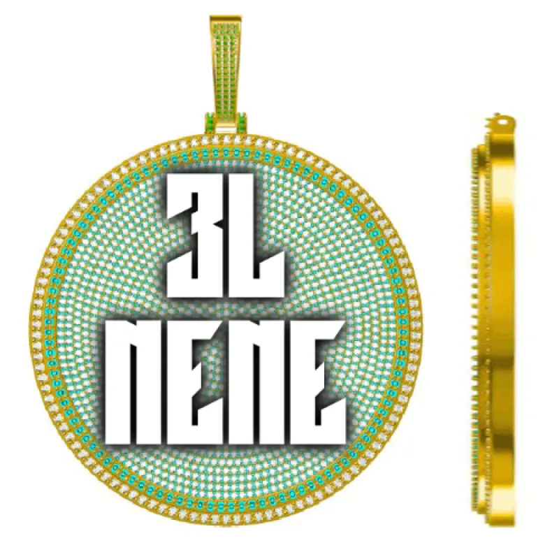 CUSTOM LETTER NECKLACE 3D BIG DISC sold by The GUU Shop