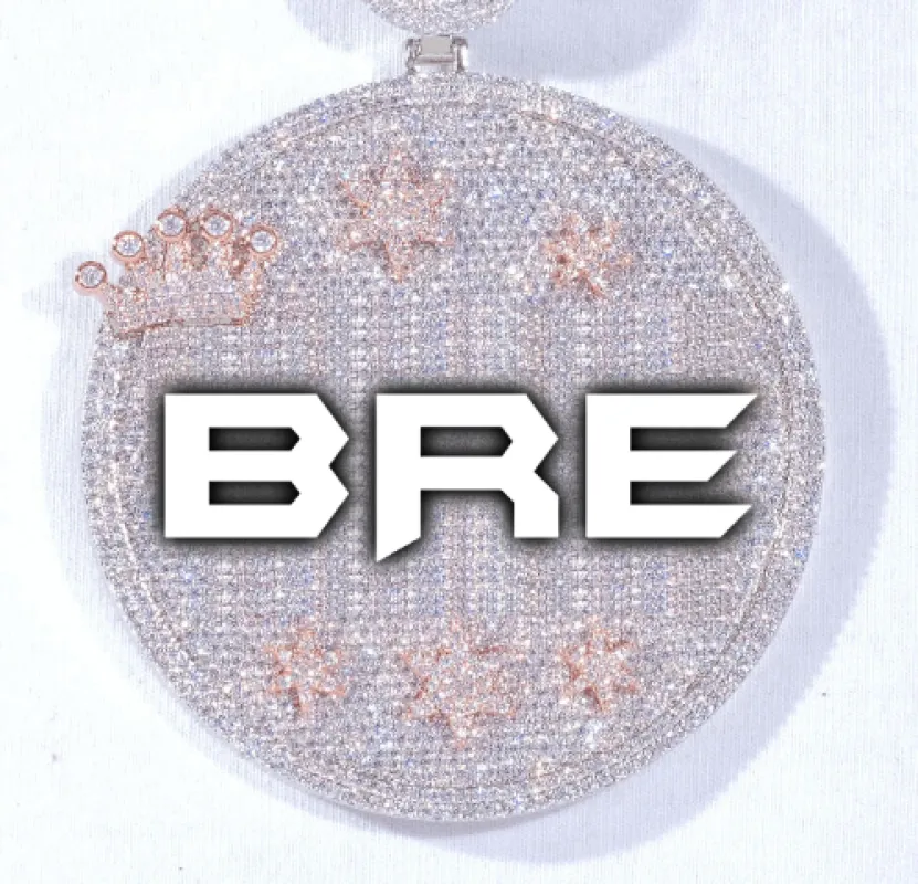 CUSTOM LETTER NECKLACE 3D BIG CROWN DISC sold by The GUU Shop