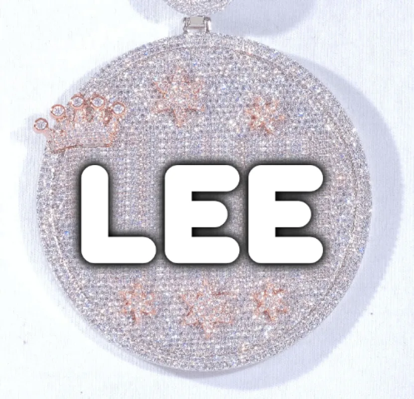 CUSTOM LETTER NECKLACE 3D BIG CROWN DISC sold by The GUU Shop