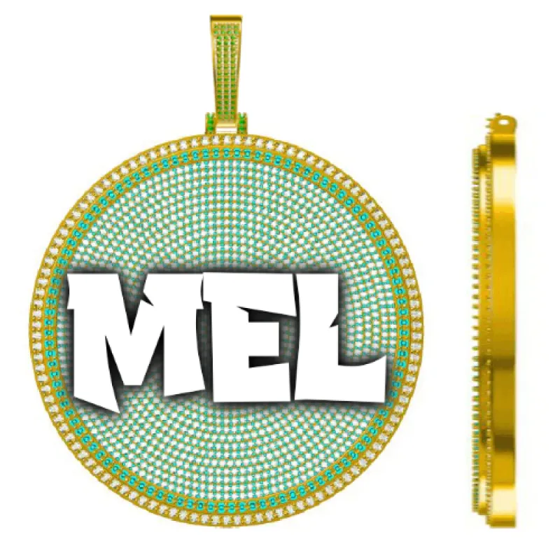 CUSTOM LETTER NECKLACE 3D BIG DISC sold by The GUU Shop