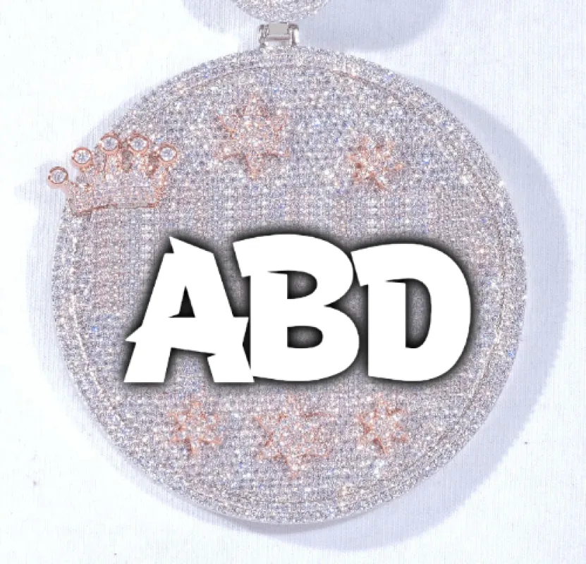 CUSTOM LETTER NECKLACE 3D BIG CROWN DISC sold by The GUU Shop