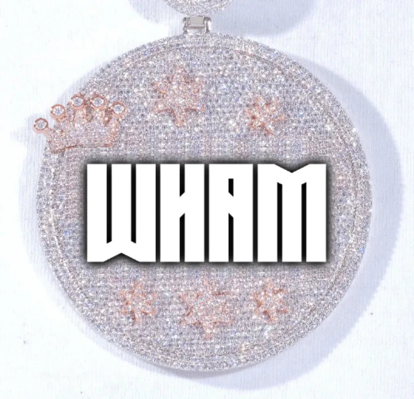 CUSTOM LETTER NECKLACE 3D BIG CROWN DISC sold by The GUU Shop