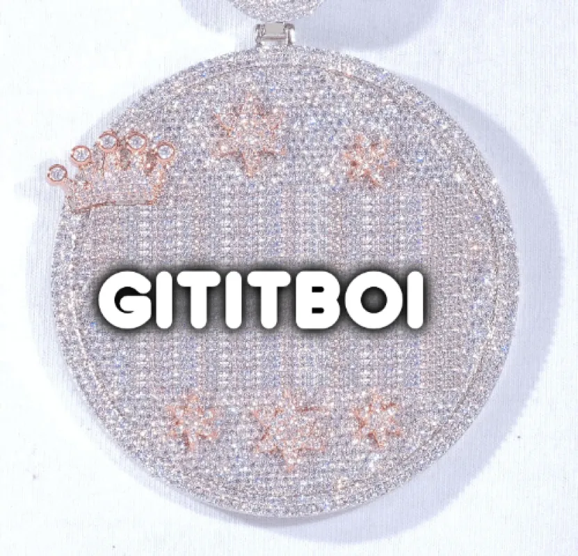 CUSTOM LETTER NECKLACE 3D BIG CROWN DISC sold by The GUU Shop