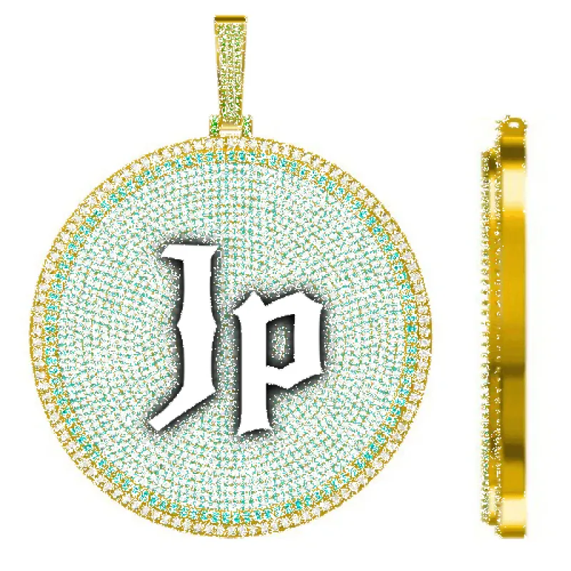 CUSTOM LETTER NECKLACE 3D BIG DISC sold by The GUU Shop