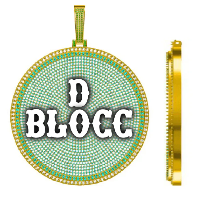 CUSTOM LETTER NECKLACE 3D BIG DISC sold by The GUU Shop