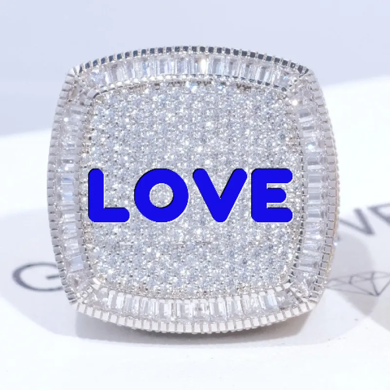 CUSTOM LETTER 3D ICED RING sold by The GUU Shop