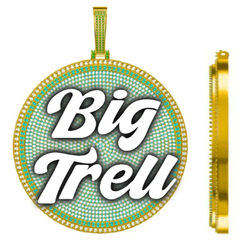 CUSTOM LETTER NECKLACE 3D BIG DISC sold by The GUU Shop