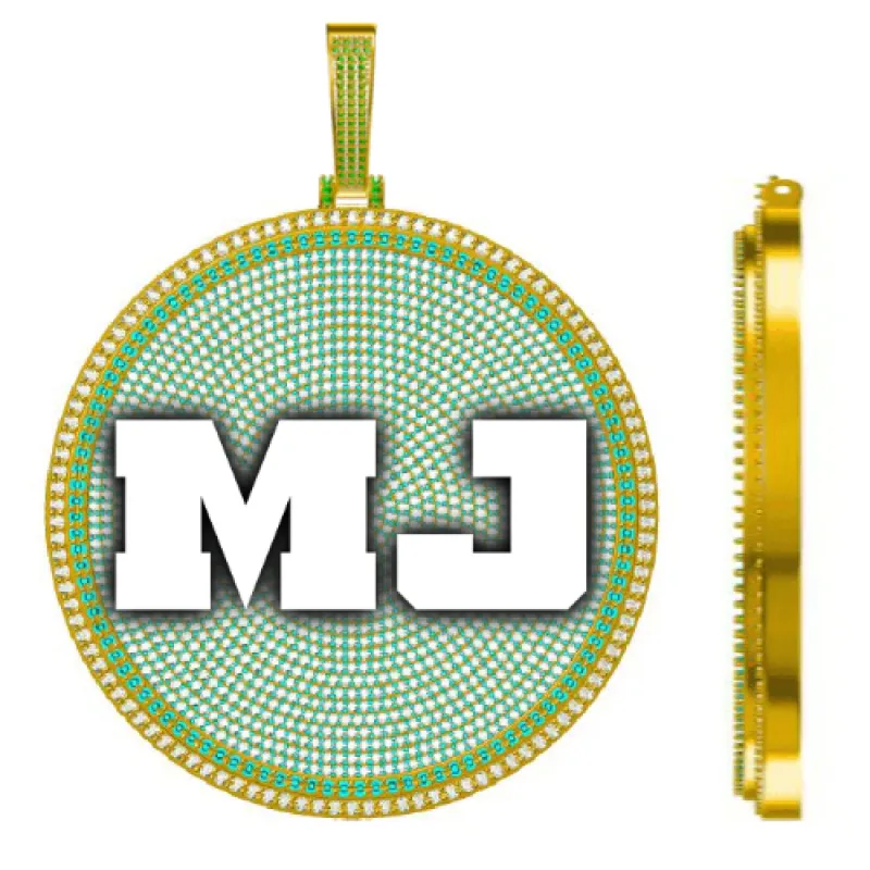 CUSTOM LETTER NECKLACE 3D BIG DISC sold by The GUU Shop