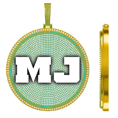 CUSTOM LETTER NECKLACE 3D BIG DISC sold by The GUU Shop