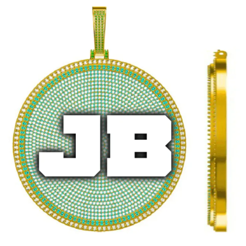 CUSTOM LETTER NECKLACE 3D BIG DISC sold by The GUU Shop