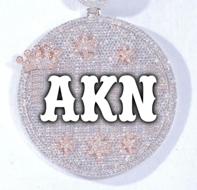 CUSTOM LETTER NECKLACE 3D BIG CROWN DISC sold by The GUU Shop