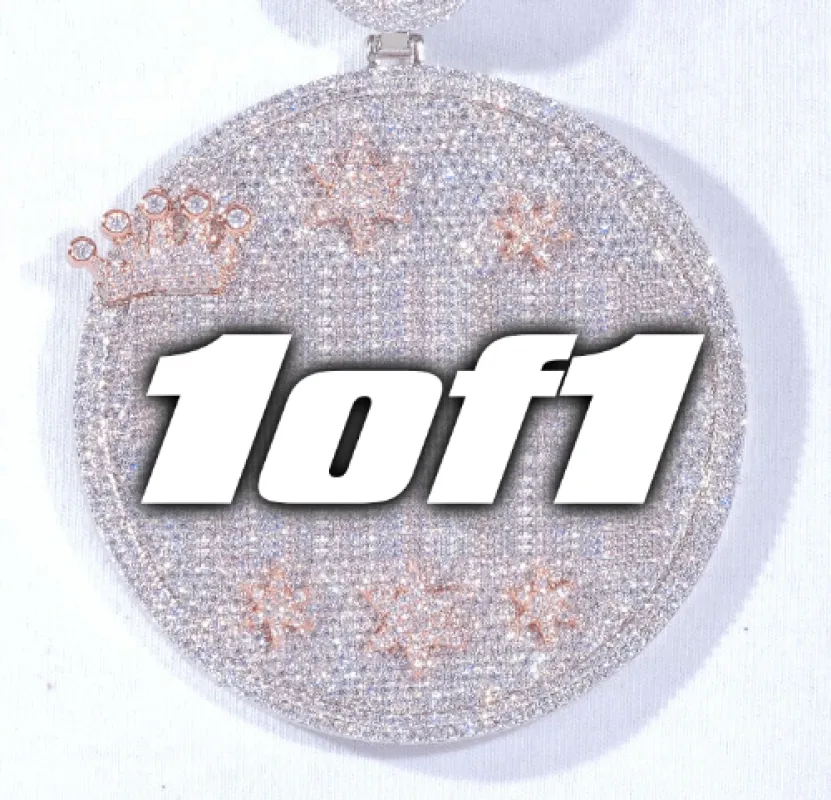 CUSTOM LETTER NECKLACE 3D BIG CROWN DISC sold by The GUU Shop