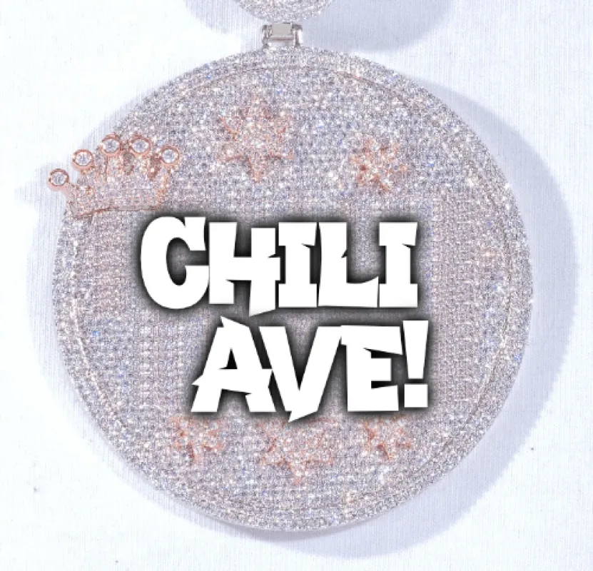 CUSTOM LETTER NECKLACE 3D BIG CROWN DISC sold by The GUU Shop