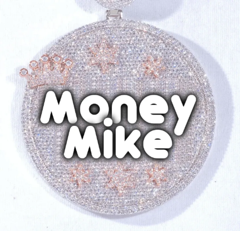 CUSTOM LETTER NECKLACE 3D BIG CROWN DISC sold by The GUU Shop