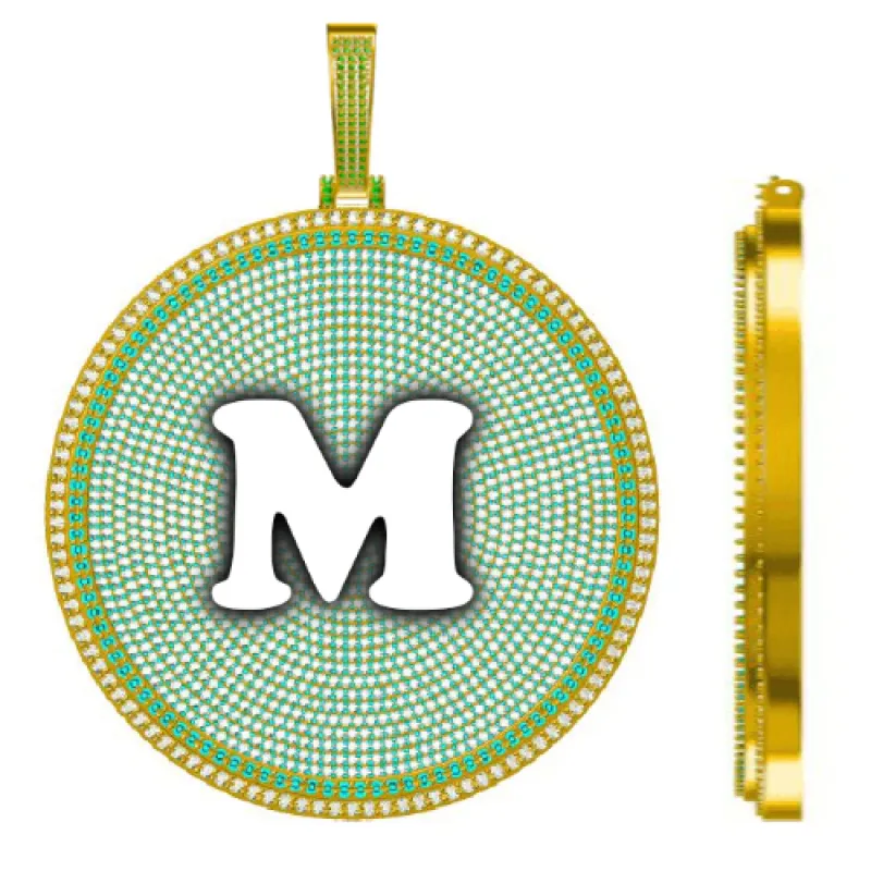 CUSTOM LETTER NECKLACE 3D BIG DISC sold by The GUU Shop