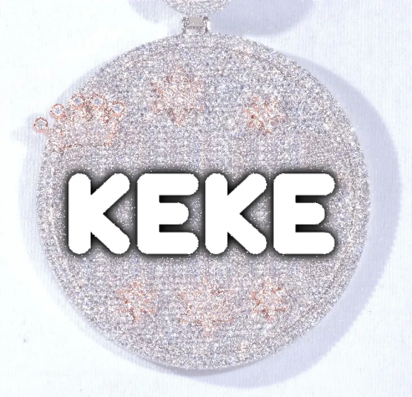 CUSTOM LETTER NECKLACE 3D BIG CROWN DISC sold by The GUU Shop