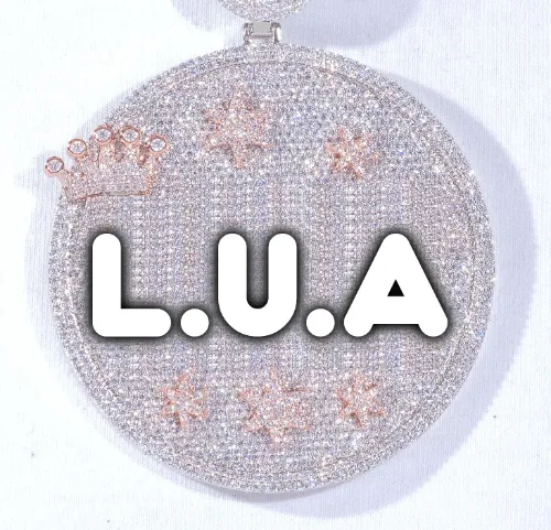 CUSTOM LETTER NECKLACE 3D BIG CROWN DISC sold by The GUU Shop