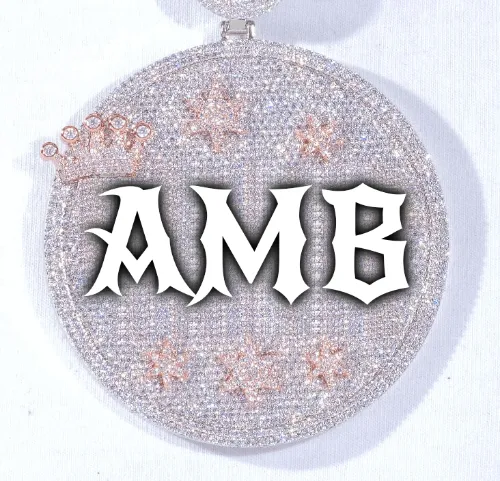 CUSTOM LETTER NECKLACE 3D BIG CROWN DISC sold by The GUU Shop