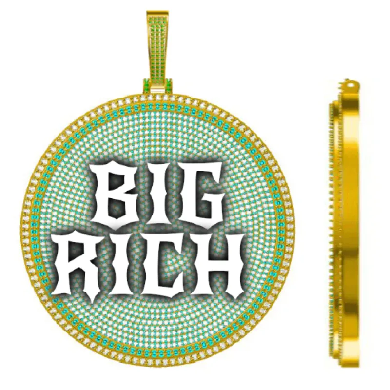 CUSTOM LETTER NECKLACE 3D BIG DISC sold by The GUU Shop