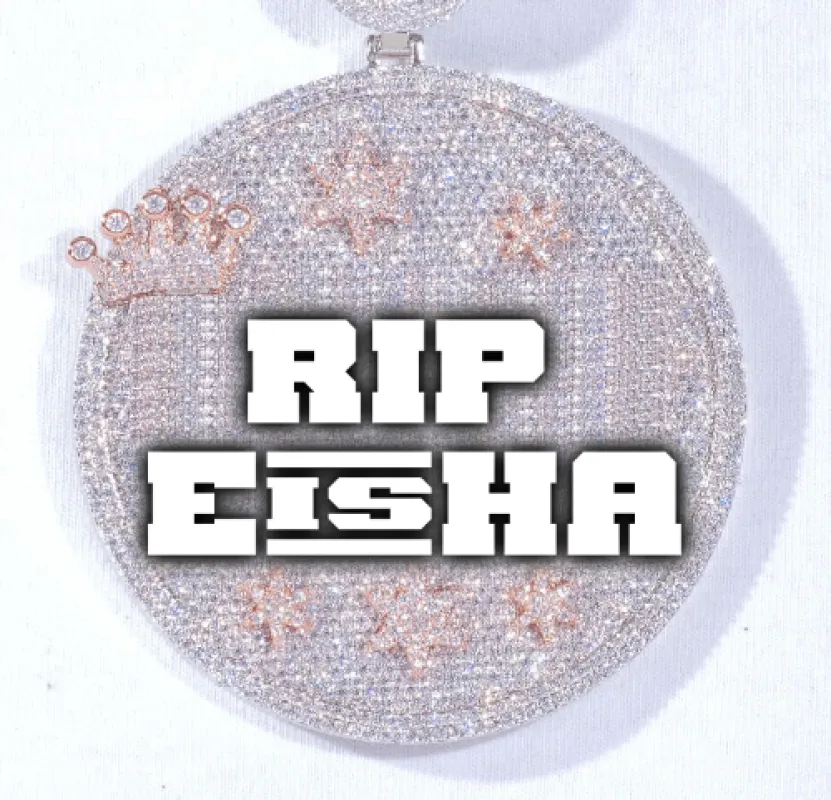 CUSTOM LETTER NECKLACE 3D BIG CROWN DISC sold by The GUU Shop