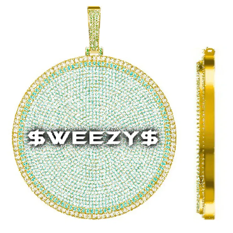 CUSTOM LETTER NECKLACE 3D BIG DISC sold by The GUU Shop