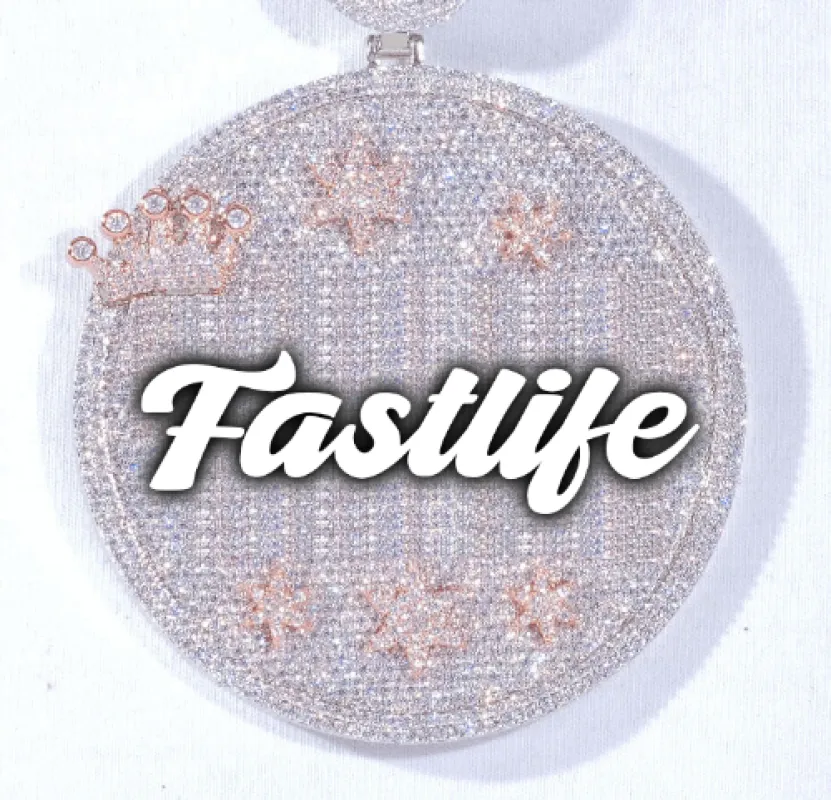 CUSTOM LETTER NECKLACE 3D BIG CROWN DISC sold by The GUU Shop