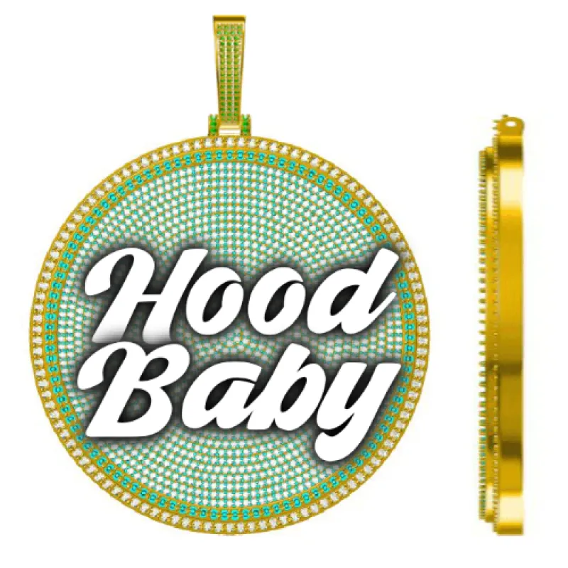 CUSTOM LETTER NECKLACE 3D BIG DISC sold by The GUU Shop