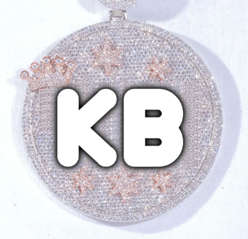 CUSTOM LETTER NECKLACE 3D BIG CROWN DISC sold by The GUU Shop