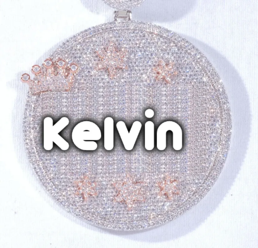 CUSTOM LETTER NECKLACE 3D BIG CROWN DISC sold by The GUU Shop