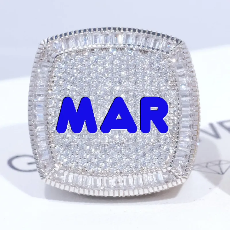 CUSTOM LETTER 3D ICED RING sold by The GUU Shop