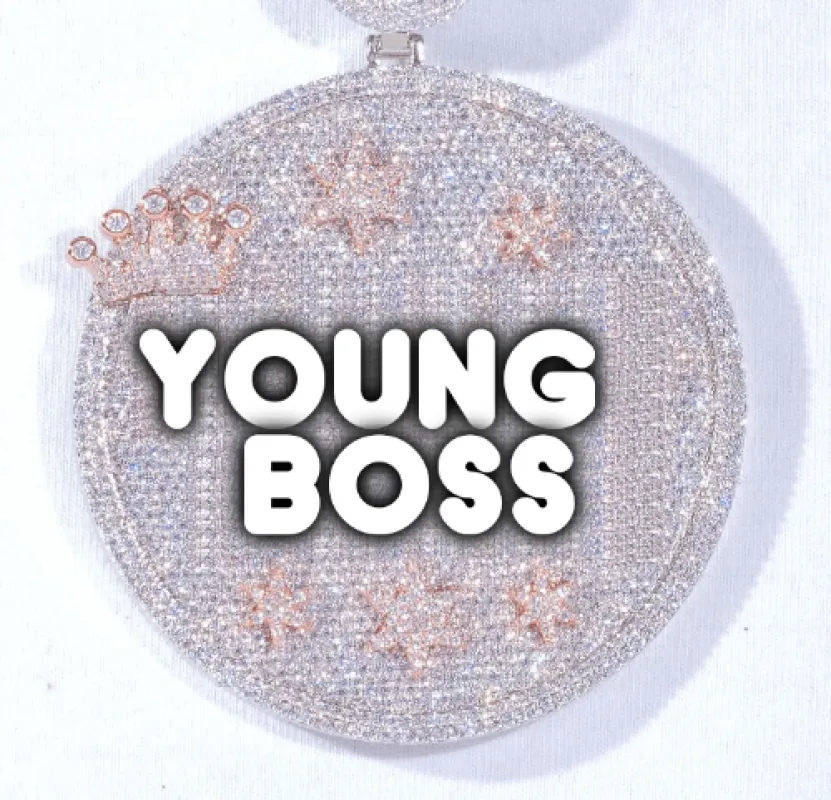 CUSTOM LETTER NECKLACE 3D BIG CROWN DISC sold by The GUU Shop