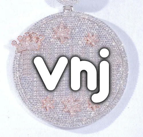 CUSTOM LETTER NECKLACE 3D BIG CROWN DISC sold by The GUU Shop