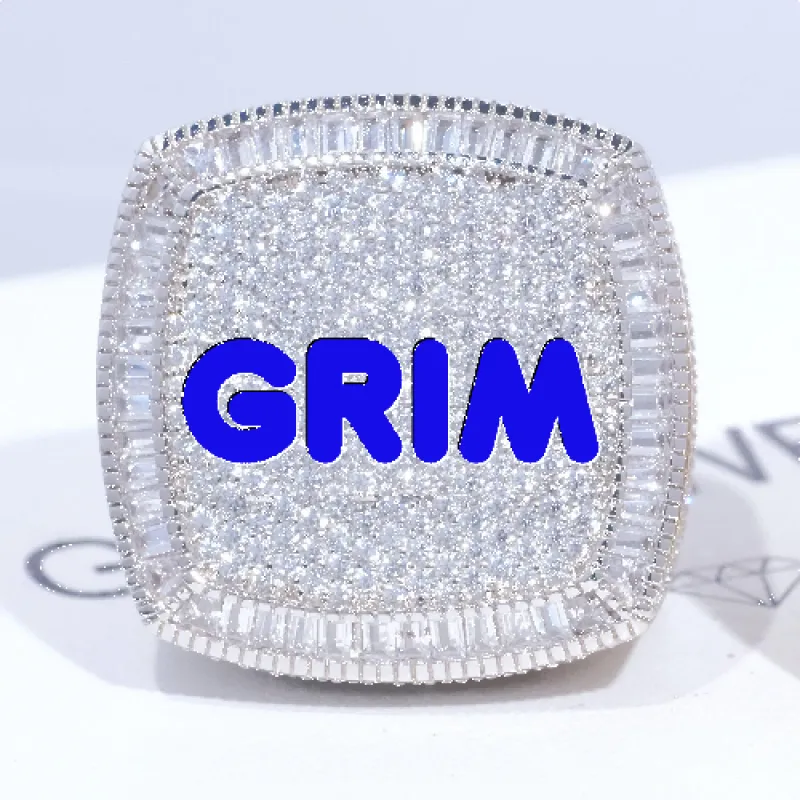 CUSTOM LETTER 3D ICED RING sold by The GUU Shop
