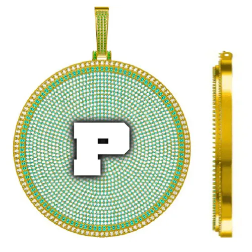 CUSTOM LETTER NECKLACE 3D BIG DISC sold by The GUU Shop