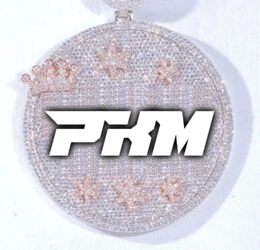 CUSTOM LETTER NECKLACE 3D BIG CROWN DISC sold by The GUU Shop