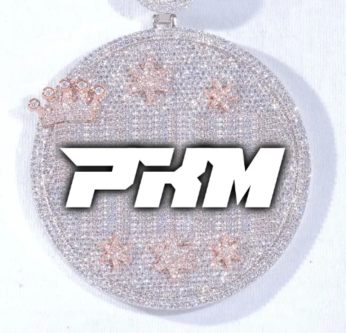 CUSTOM LETTER NECKLACE 3D BIG CROWN DISC sold by The GUU Shop