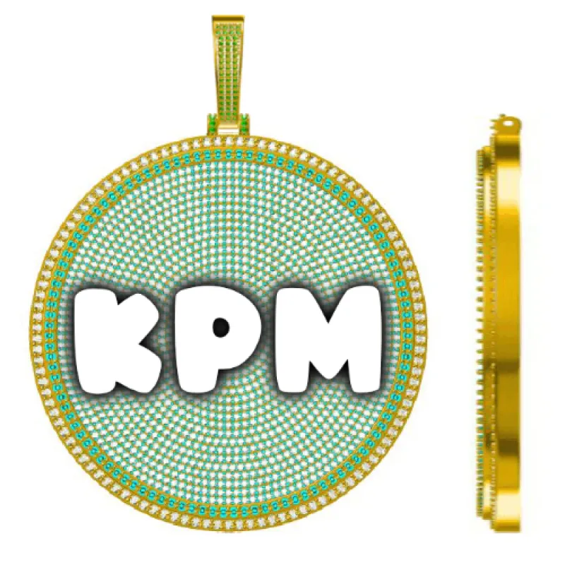 CUSTOM LETTER NECKLACE 3D BIG DISC sold by The GUU Shop