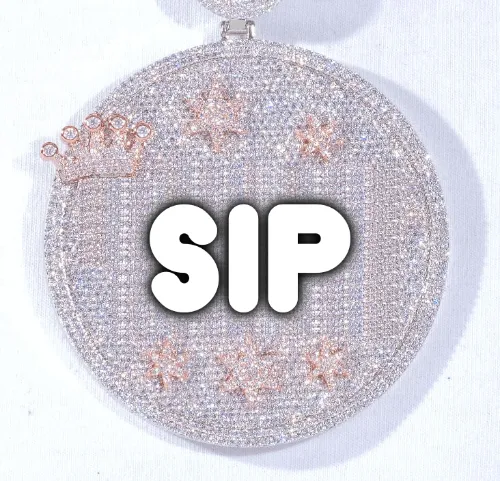 CUSTOM LETTER NECKLACE 3D BIG CROWN DISC sold by The GUU Shop