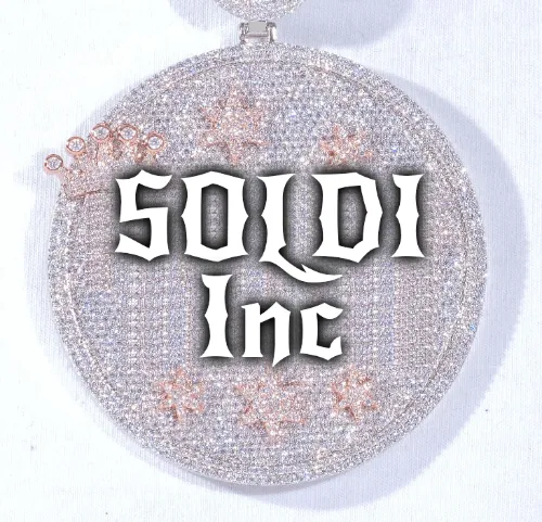 CUSTOM LETTER NECKLACE 3D BIG CROWN DISC sold by The GUU Shop
