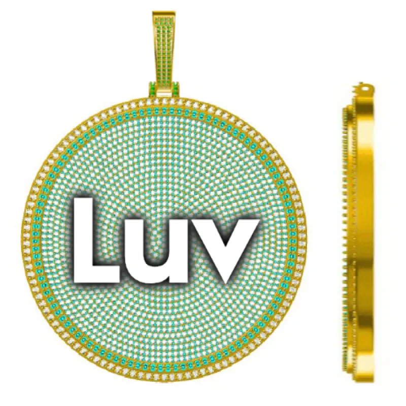 CUSTOM LETTER NECKLACE 3D BIG DISC sold by The GUU Shop