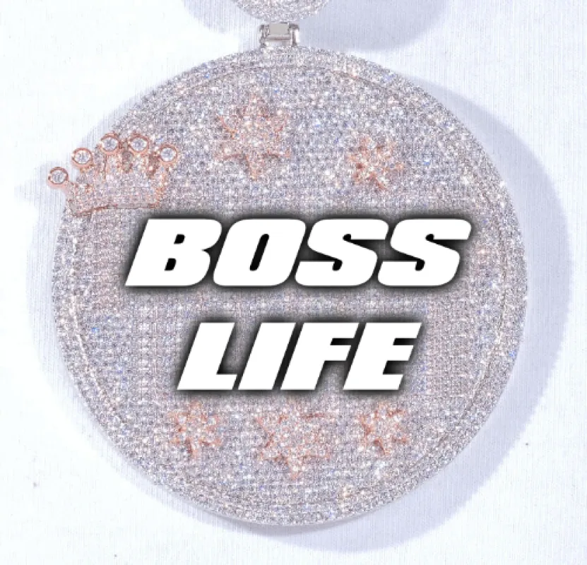 CUSTOM LETTER NECKLACE 3D BIG CROWN DISC sold by The GUU Shop