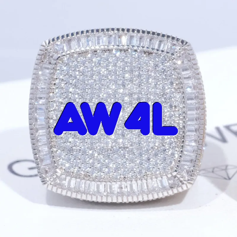 CUSTOM LETTER 3D ICED RING sold by The GUU Shop