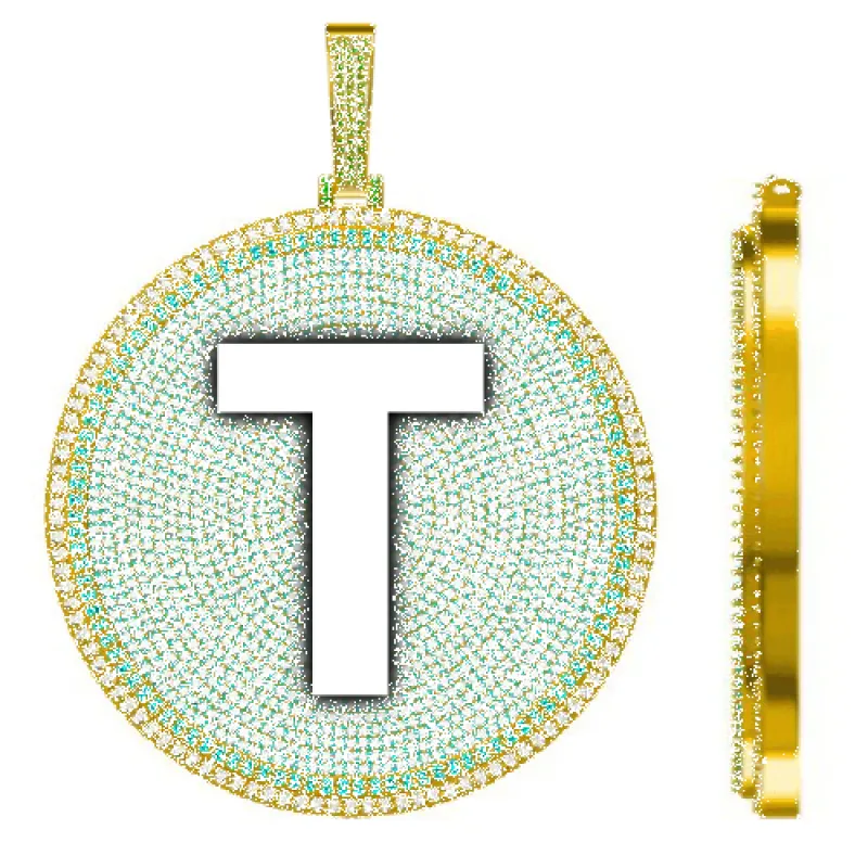 CUSTOM LETTER NECKLACE 3D BIG DISC sold by The GUU Shop