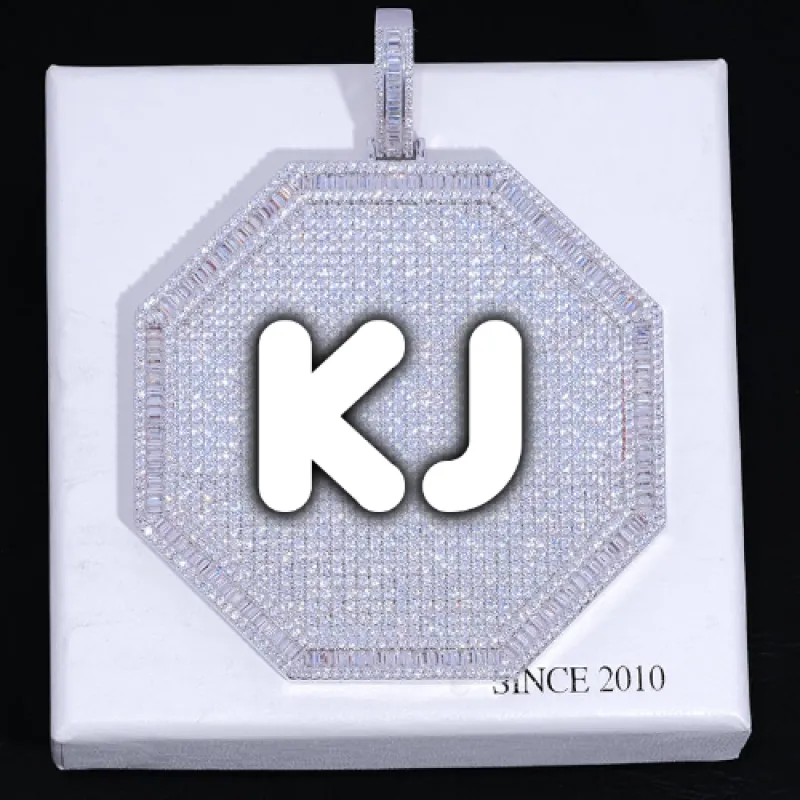 CUSTOM LETTER NECKLACE 3D BIG OCTAGON sold by The GUU Shop