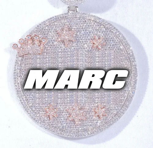 CUSTOM LETTER NECKLACE 3D BIG CROWN DISC sold by The GUU Shop