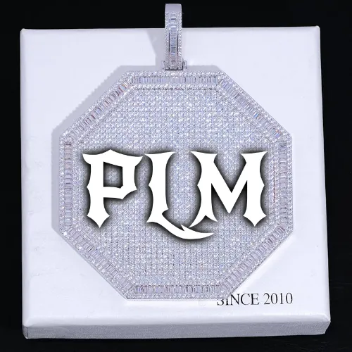 CUSTOM LETTER NECKLACE 3D BIG OCTAGON sold by The GUU Shop